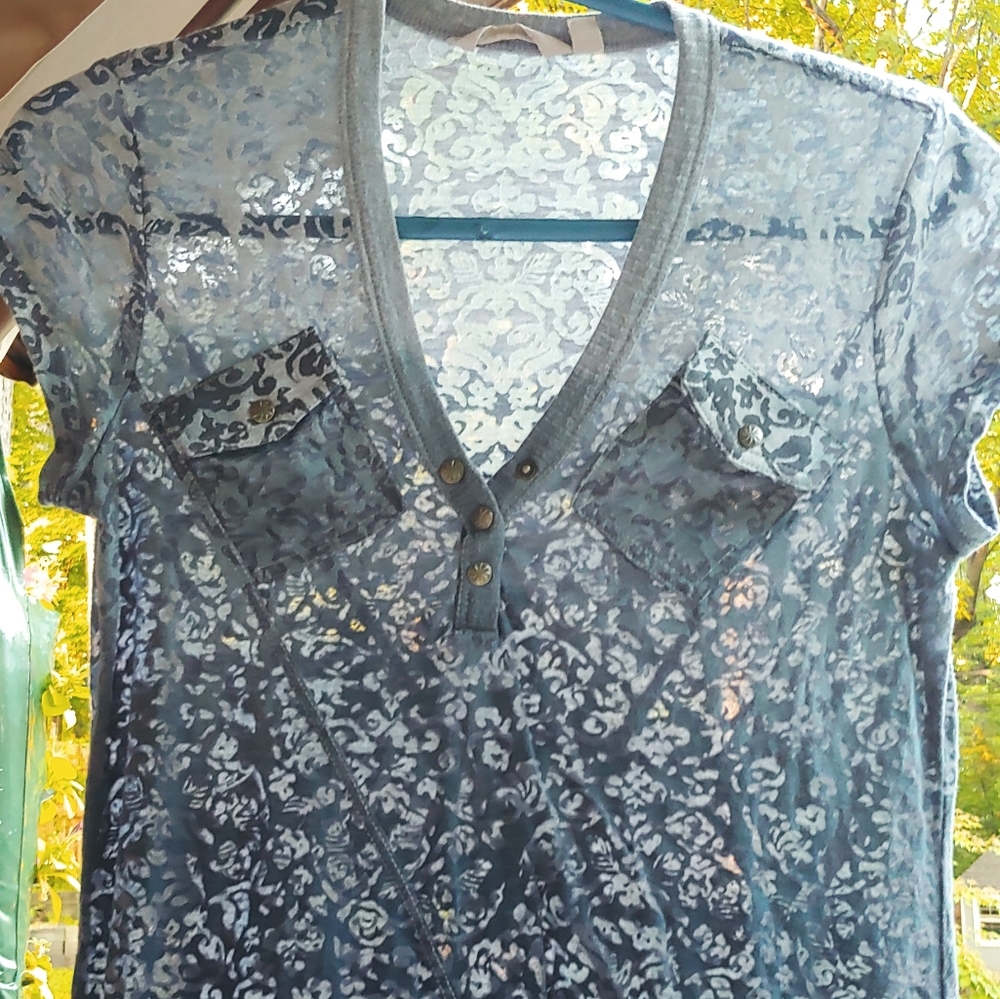 Athleta Burnout Patterned Cap Sleeve Tee